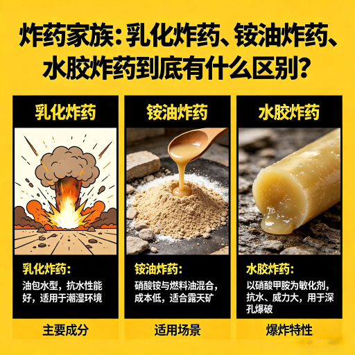 平安炸药家族：乳化炸药、铵油炸药、水胶炸药到底有什么区别？